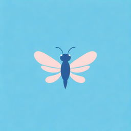 Design a cute and whimsical logo featuring a dragonfly-bird hybrid with expressive eyes. The logo should have the words 'Web Design' and utilize a blue-pink color palette.