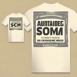 Create a cream-colored shirt with a design featuring money laundering on the front and the text 'advantage scm' on the back