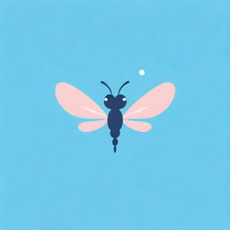 Design a cute and whimsical logo featuring a dragonfly-bird hybrid with expressive eyes. The logo should have the words 'Web Design' and utilize a blue-pink color palette.