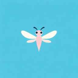 Design a cute and whimsical logo featuring a dragonfly-bird hybrid with expressive eyes. The logo should have the words 'Web Design' and utilize a blue-pink color palette.