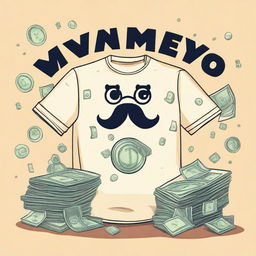 A cream-colored shirt with a playful and creative design featuring the theme of money laundering