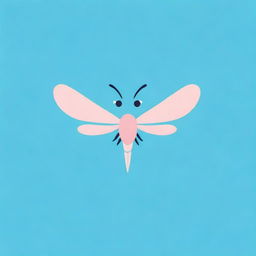 Design a cute and whimsical logo featuring a dragonfly-bird hybrid with expressive eyes. The logo should have the words 'Web Design' and utilize a blue-pink color palette.