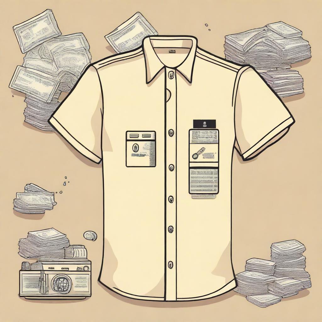 Design a cream-colored shirt with a money laundering theme, specifically tailored for Indonesia