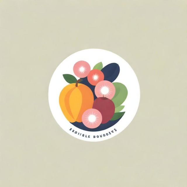 A vibrant and elegant logo for the website 'Edible Bouquets'. Incorporate elements of fresh fruits, exquisite flowers, and food aesthetics into the design.