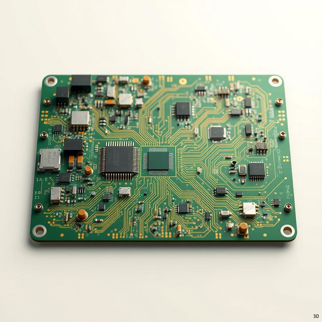 Create a highly detailed and intricate image of microelectronics