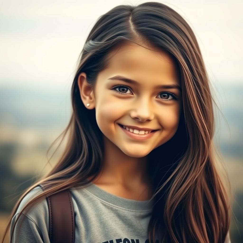 A portrait of a beautiful girl with a warm smile and expressive eyes