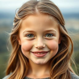 A portrait of a beautiful girl with a warm smile and expressive eyes