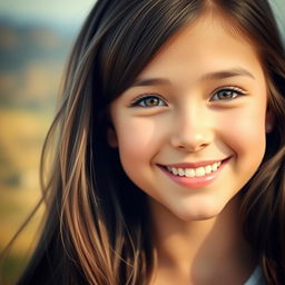 A portrait of a beautiful girl with a warm smile and expressive eyes