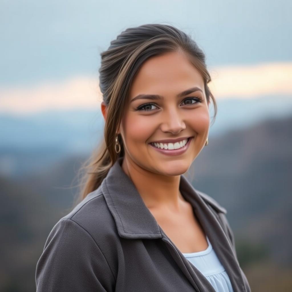 A portrait of a beautiful, confident girl with a radiant smile