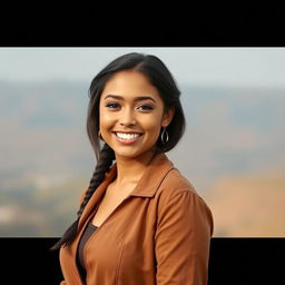 A portrait of a beautiful, confident girl with a radiant smile