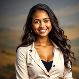 A portrait of a beautiful, confident girl with a radiant smile