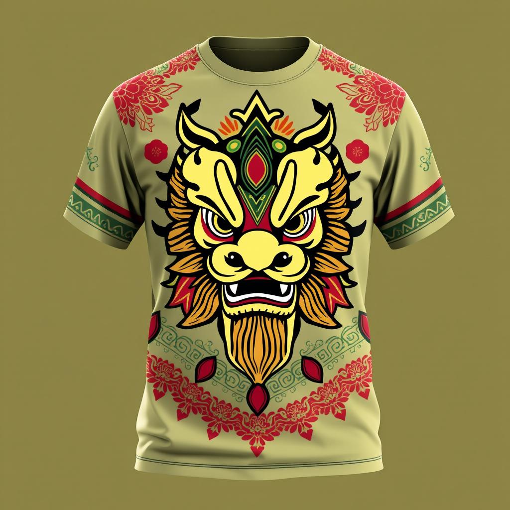 A stylish shirt design featuring elements of Reog Ponorogo, a traditional Indonesian dance