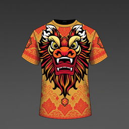 A stylish shirt design featuring elements of Reog Ponorogo, a traditional Indonesian dance