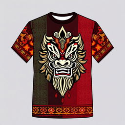 A stylish shirt design featuring elements of Reog Ponorogo, a traditional Indonesian dance