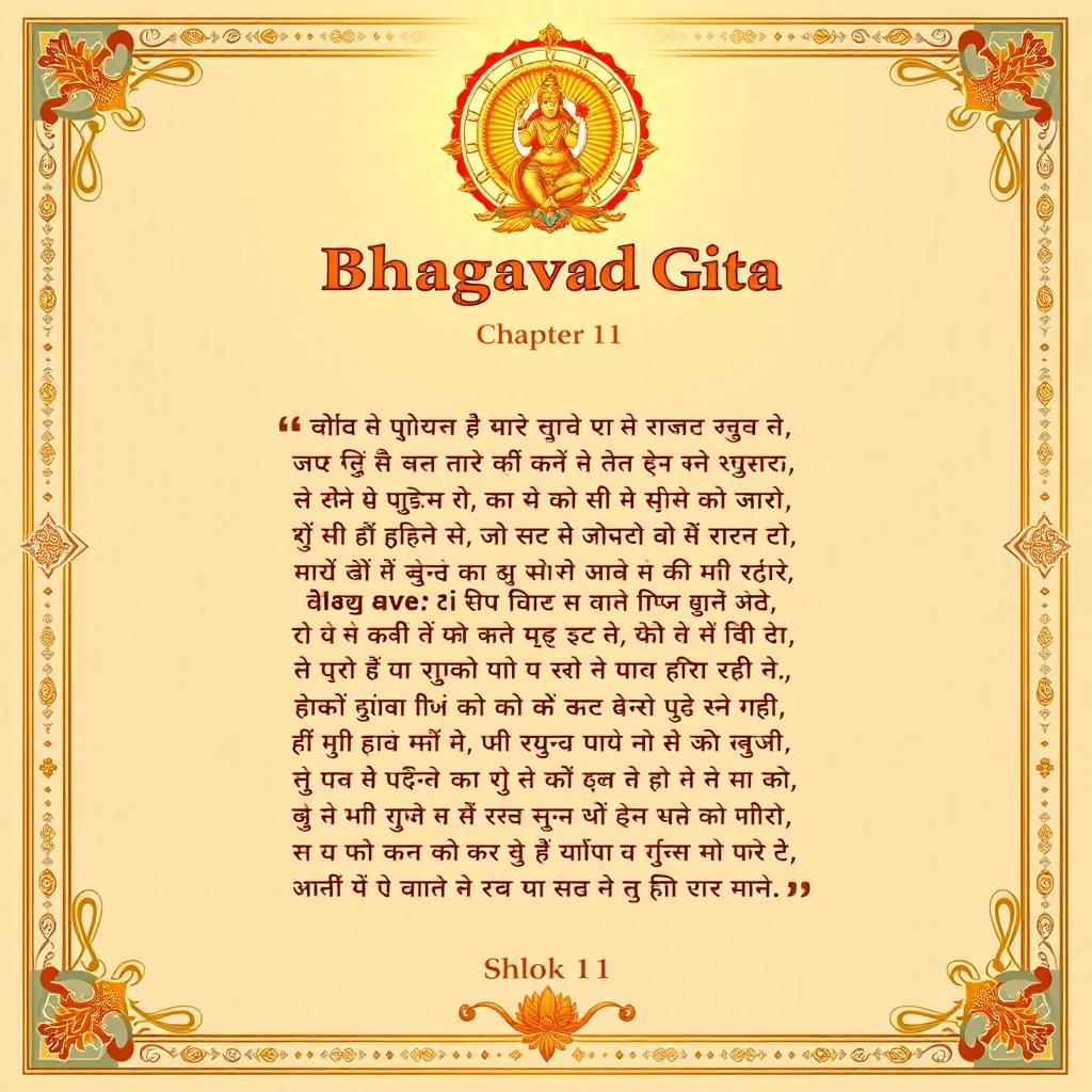 Create a cover page for Bhagavad Gita Chapter 1, Shlok 1