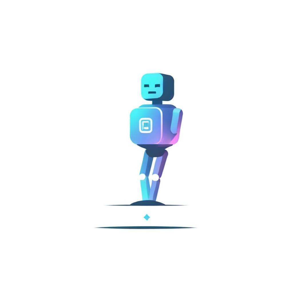 A sleek and futuristic logo for a 'Website Design' website, incorporating a glass cube, a robot figure, stylized text, and dynamic graphics.