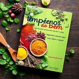 Create a vibrant ebook cover for a book titled 'Temperos do bem: Segredos naturais para mais sabor e saúde'