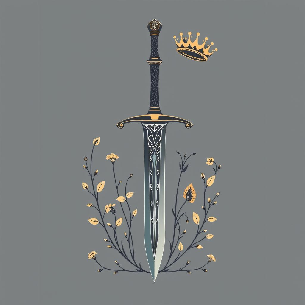 A simple and elegant book cover for a fantasy novel featuring a dagger with intricate designs