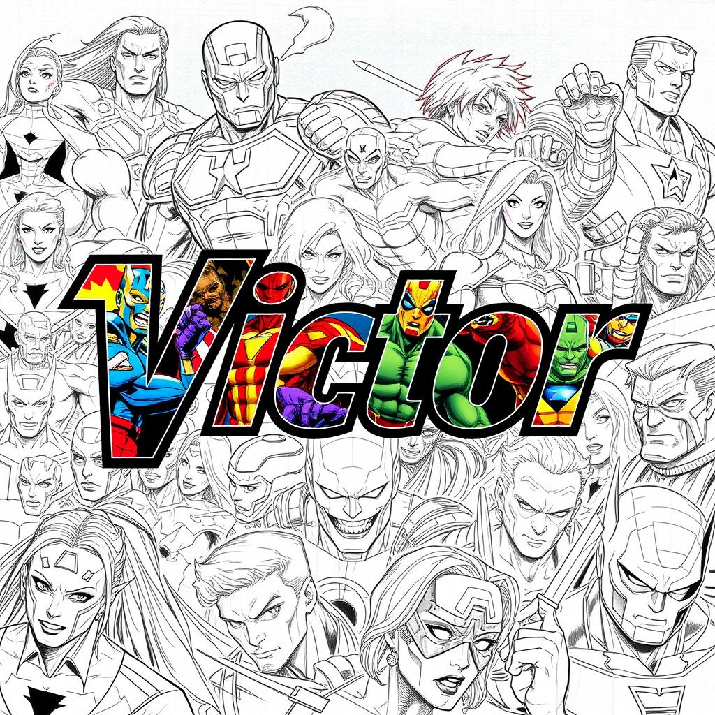 Create a poster featuring the name 'Victor' with a colorful Marvel theme