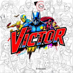 Create a poster featuring the name 'Victor' with a colorful Marvel theme