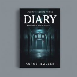 Create a book cover for a novel titled 'Diary' that revolves around a mental hospital