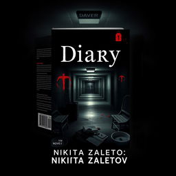 Create a book cover for a novel titled 'Diary' by Nikita Zaletov that revolves around a mental hospital