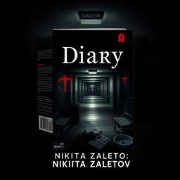 Create a book cover for a novel titled 'Diary' by Nikita Zaletov that revolves around a mental hospital