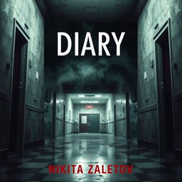 Create a book cover for a novel titled 'Diary' by Nikita Zaletov that revolves around a mental hospital