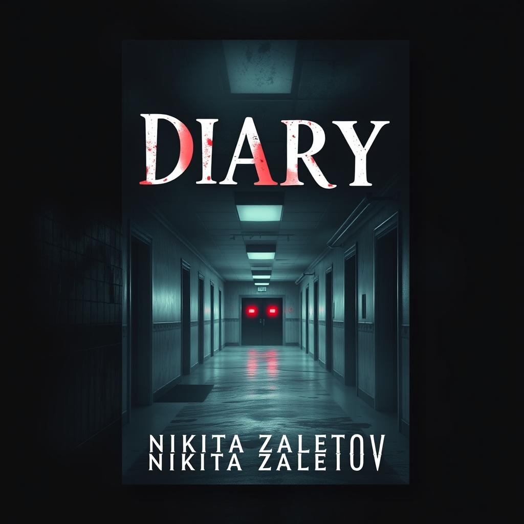 Create a book cover for a novel titled 'Diary' by Nikita Zaletov that revolves around a mental hospital