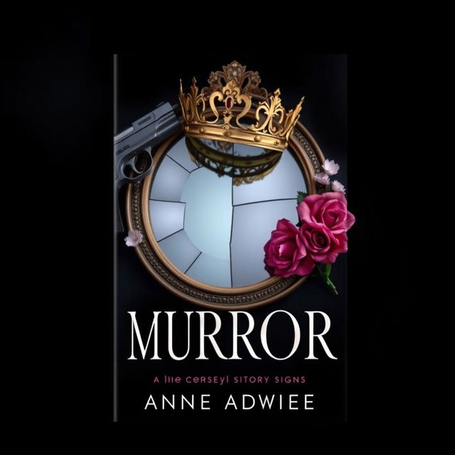 Design a book cover featuring a broken mirror with a crown placed on top of it