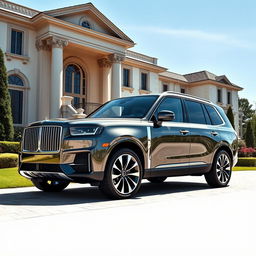 A luxurious SUV with sleek, modern design, featuring a shiny metallic finish and high-end detailing