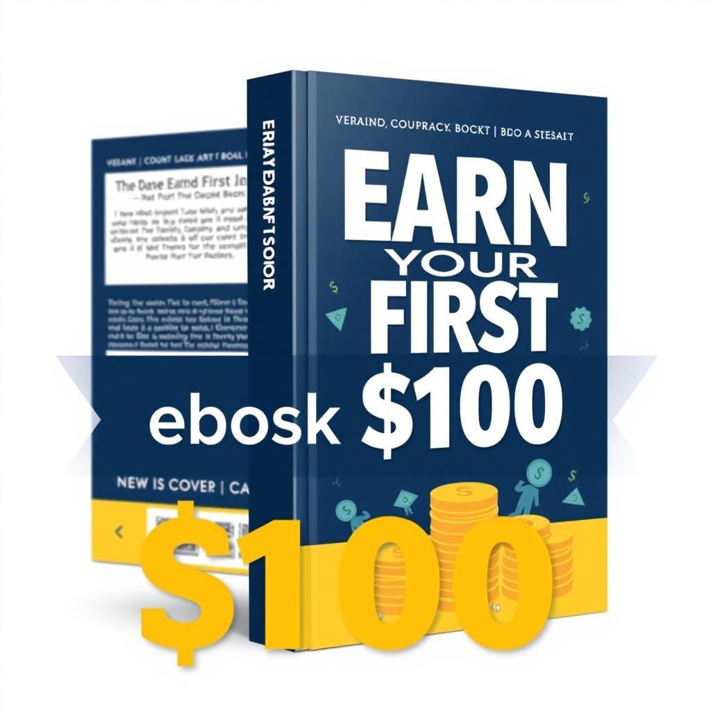 Create an ebook cover for a book titled 'Earn Your First $100'