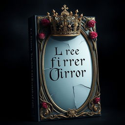 Design a book cover featuring a broken mirror with a crown on top of it