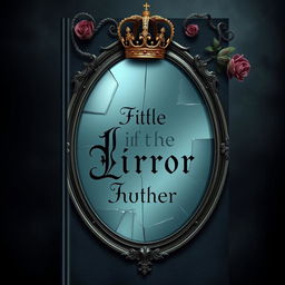 Design a book cover featuring a broken mirror with a crown on top of it