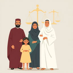 An illustration depicting the concept of law and family within Islam