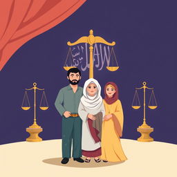 An illustration depicting the concept of law and family within Islam