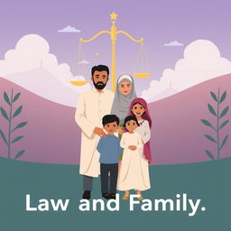 An illustration depicting the concept of law and family within Islam