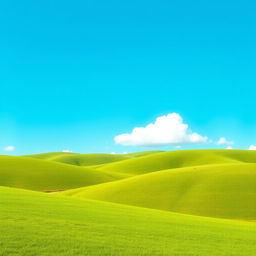 A simple and clean image featuring a serene landscape with a clear blue sky, green rolling hills, and a few fluffy white clouds