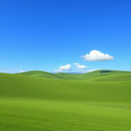 A simple and clean image featuring a serene landscape with a clear blue sky, green rolling hills, and a few fluffy white clouds