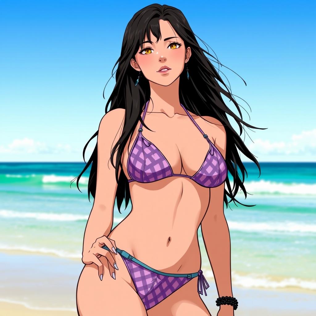 Create an image of Makima from Chainsaw Man wearing a bikini