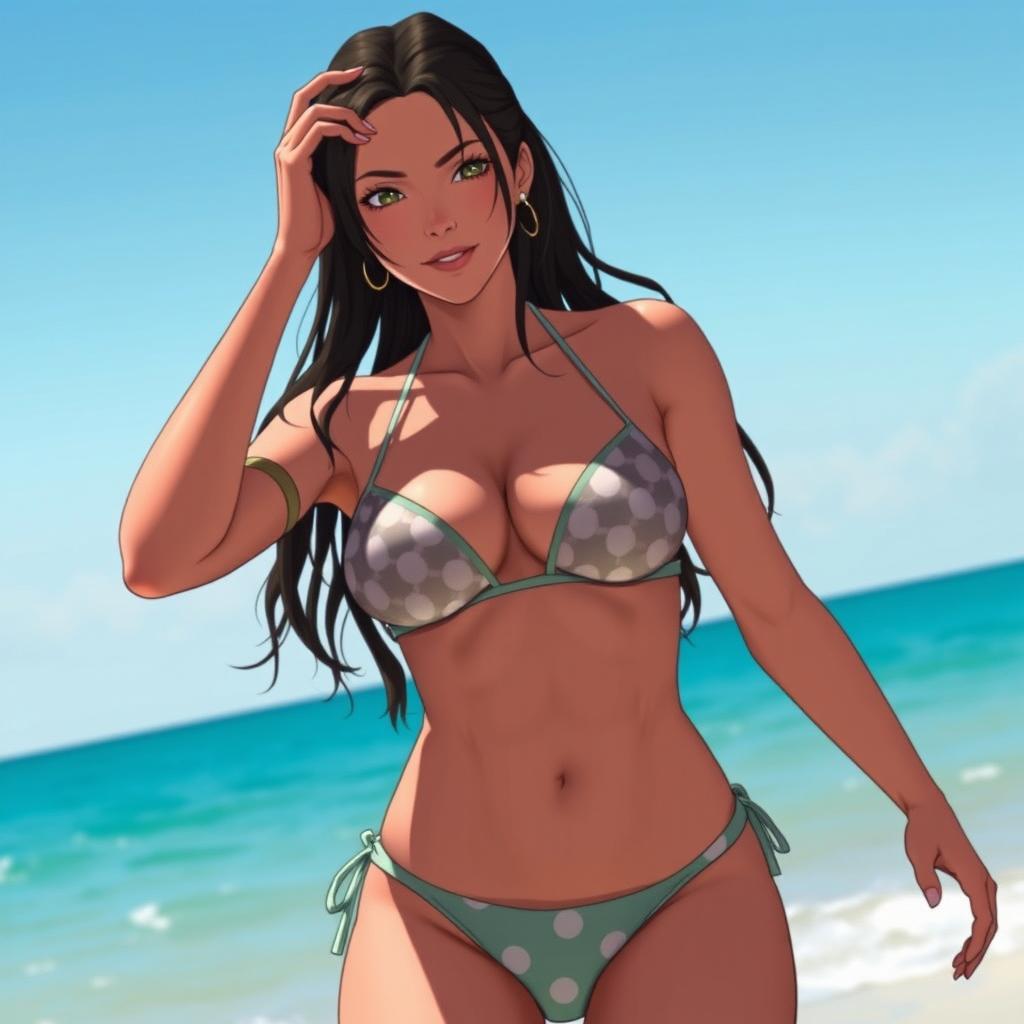 Create an image of Makima from Chainsaw Man wearing a bikini