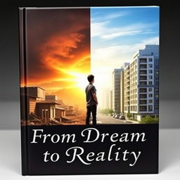 A book cover titled 'From Dream to Reality' shows a young man standing at the dividing line between two scenes