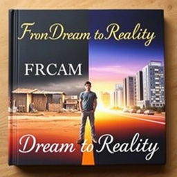 A book cover titled 'From Dream to Reality' shows a young man standing at the dividing line between two scenes