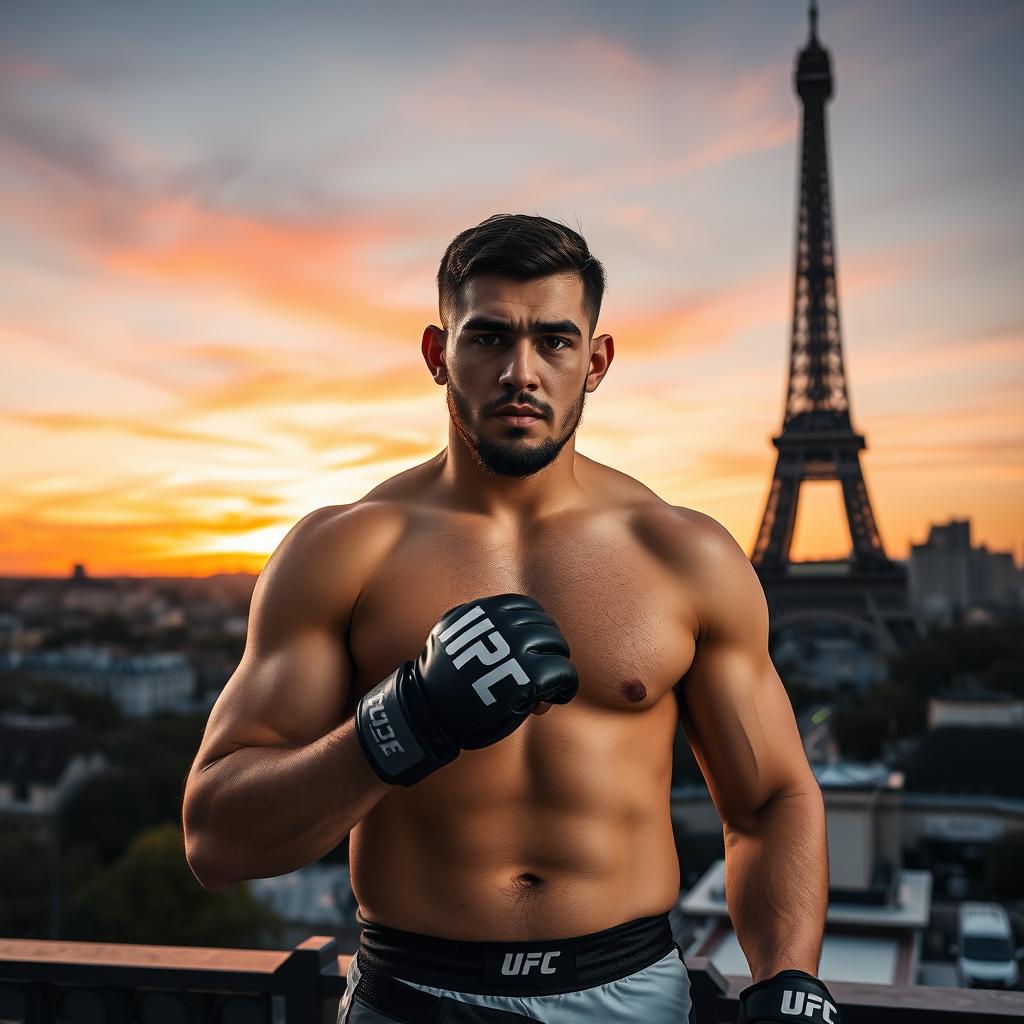 Create an image of UFC fighter Dani Barez in Paris