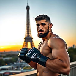 Create an image of UFC fighter Dani Barez in Paris