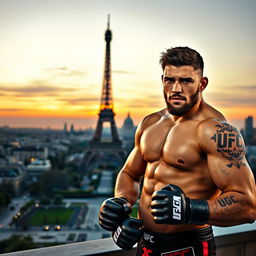 Create an image of UFC fighter Dani Barez in Paris