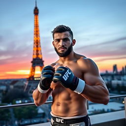 Create an image of UFC fighter Dani Barez in Paris