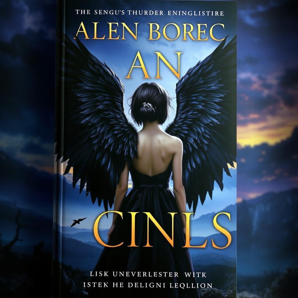 A captivating book cover featuring a girl with her back turned, showcasing large, majestic black wings