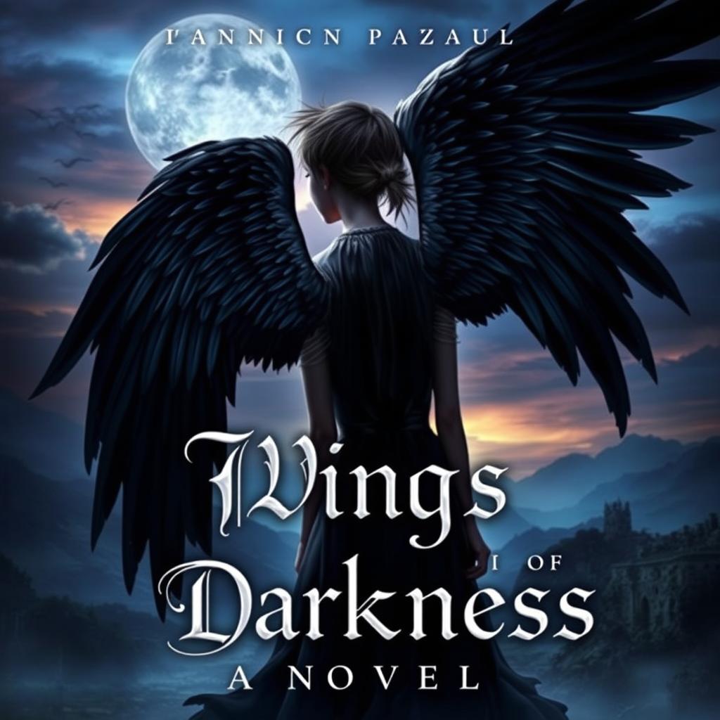 A captivating book cover for a novel titled 'Wings of Darkness'