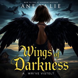 A captivating book cover for a novel titled 'Wings of Darkness'